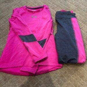 Girls Size Medium Under Armour coldgear top and matching leggings